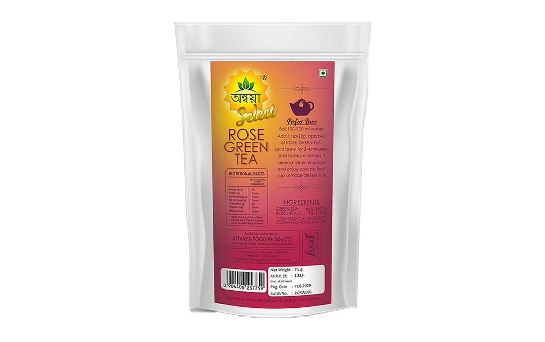 Anvaya Select Rose Green Tea    Pack  75 grams